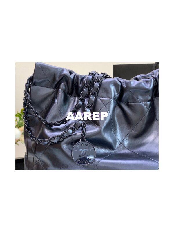 Replica Chanel 22 Handbag Shiny Metallic Calfskin AS3260 AS3261 Navy Blue 17