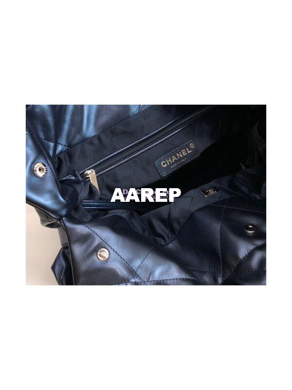 Replica Chanel 22 Handbag Shiny Metallic Calfskin AS3260 AS3261 Navy Blue 19