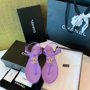 Replica Chanel Lambskin Tweed Sandals G3560507 Purple