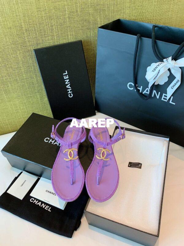 Replica Chanel Lambskin Tweed Sandals G3560507 Purple