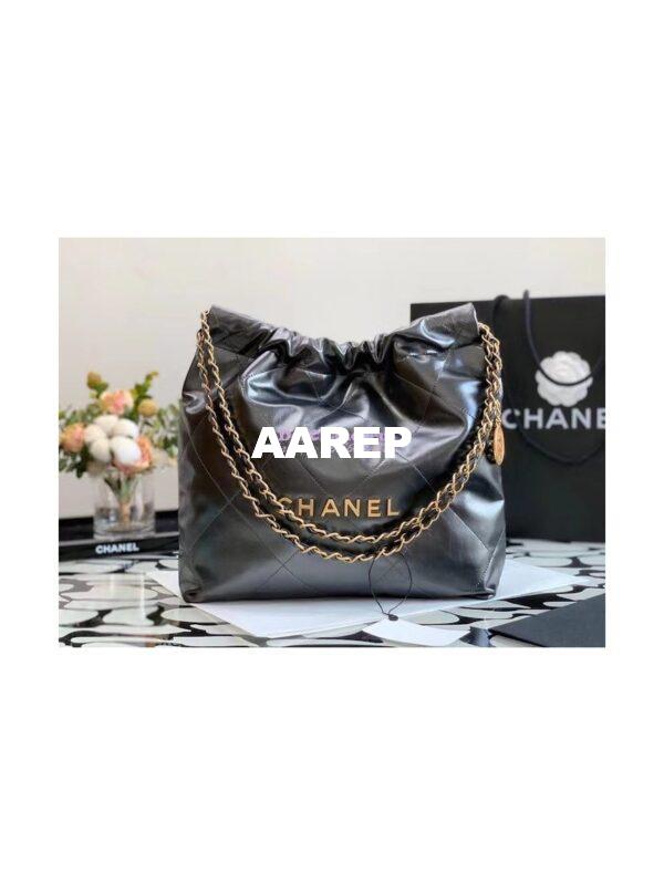 Replica Chanel 22 Handbag Shiny Metallic Calfskin AS3260 AS3261 Ruthenium 3