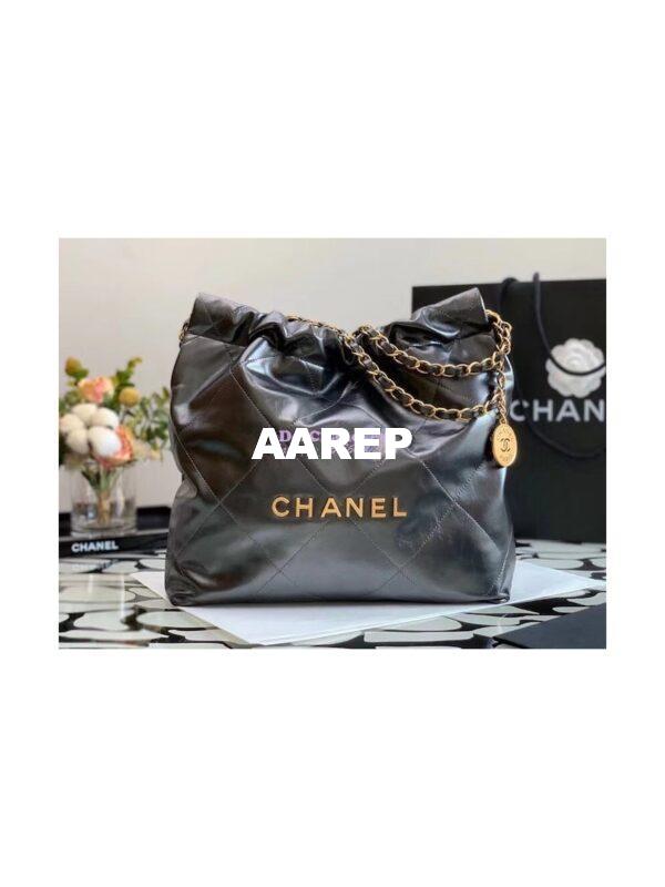 Replica Chanel 22 Handbag Shiny Metallic Calfskin AS3260 AS3261 Ruthenium 4