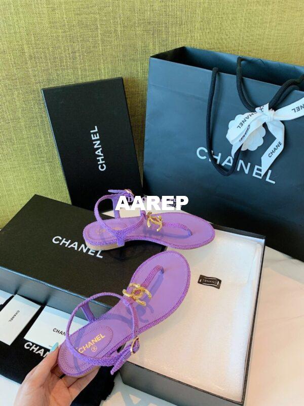 Replica Chanel Lambskin Tweed Sandals G3560507 Purple 5