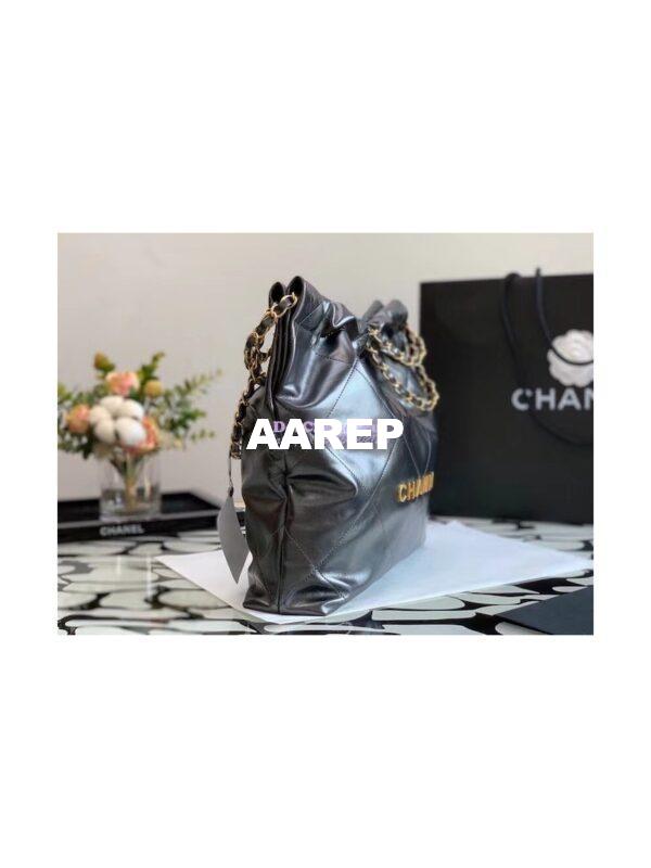 Replica Chanel 22 Handbag Shiny Metallic Calfskin AS3260 AS3261 Ruthenium 5