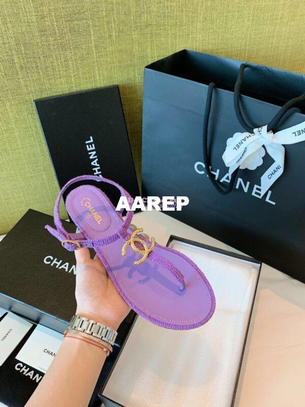 Replica Chanel Lambskin Tweed Sandals G3560507 Purple 6