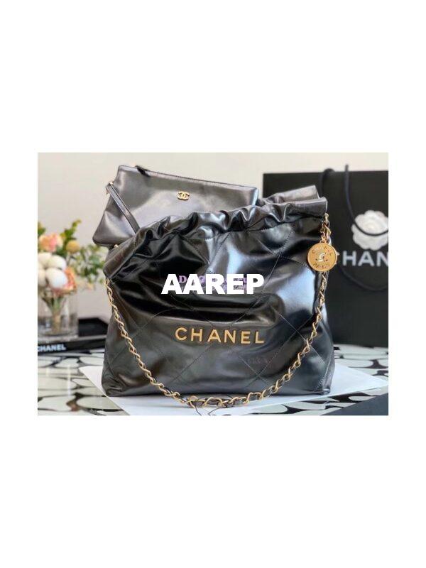 Replica Chanel 22 Handbag Shiny Metallic Calfskin AS3260 AS3261 Ruthenium 6