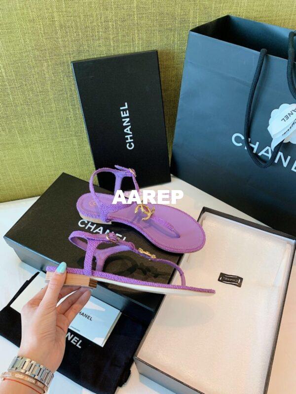 Replica Chanel Lambskin Tweed Sandals G3560507 Purple 8