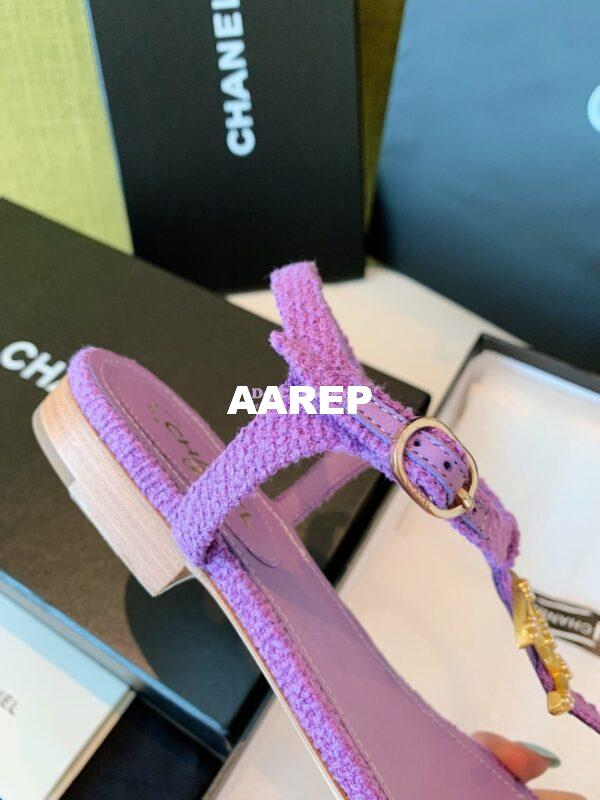 Replica Chanel Lambskin Tweed Sandals G3560507 Purple 9