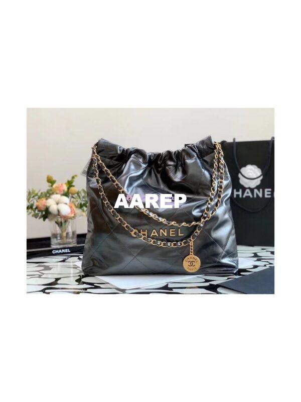Replica Chanel 22 Handbag Shiny Metallic Calfskin AS3260 AS3261 Ruthenium 12