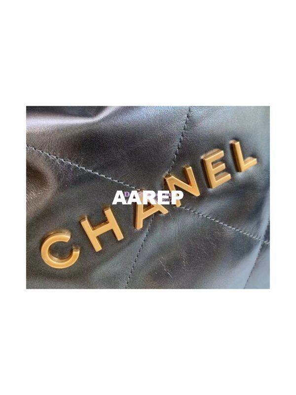 Replica Chanel 22 Handbag Shiny Metallic Calfskin AS3260 AS3261 Ruthenium 17