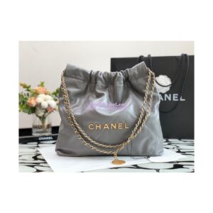 Replica Chanel 22 Handbag Shiny Calfskin AS3260 AS3261 Grey