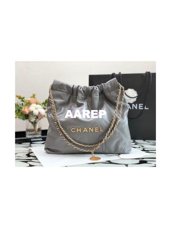 Replica Chanel 22 Handbag Shiny Calfskin AS3260 AS3261 Grey 3