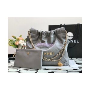 Replica Chanel 22 Handbag Shiny Calfskin AS3260 AS3261 Grey 2