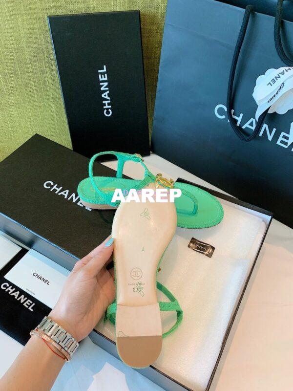 Replica Chanel Lambskin Tweed Sandals G3560507 Green 11