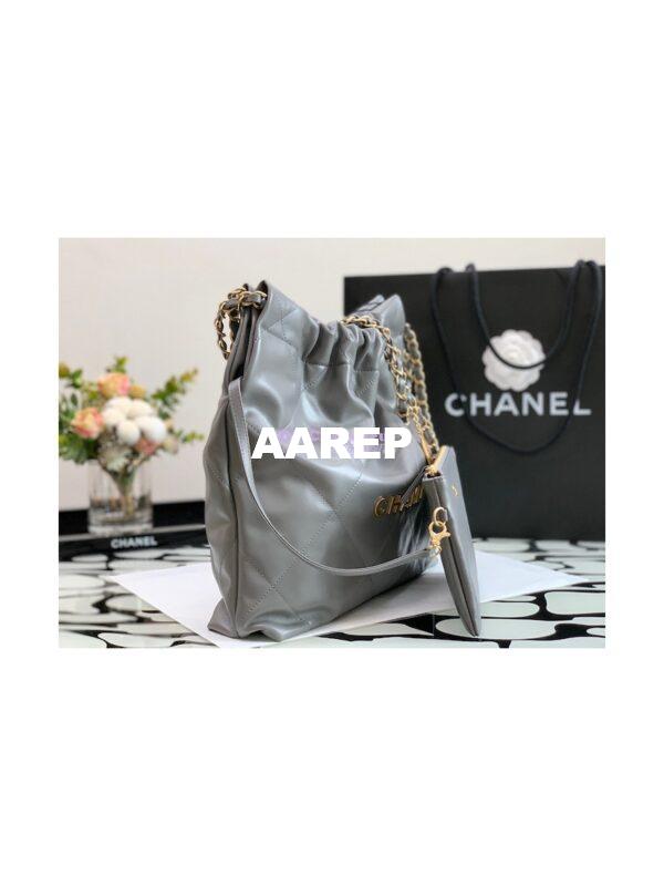 Replica Chanel 22 Handbag Shiny Calfskin AS3260 AS3261 Grey 5
