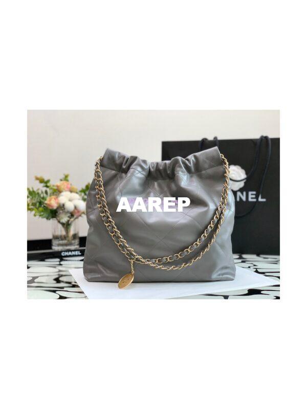 Replica Chanel 22 Handbag Shiny Calfskin AS3260 AS3261 Grey 10