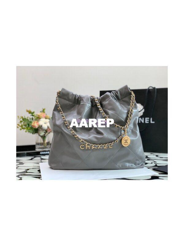 Replica Chanel 22 Handbag Shiny Calfskin AS3260 AS3261 Grey 13