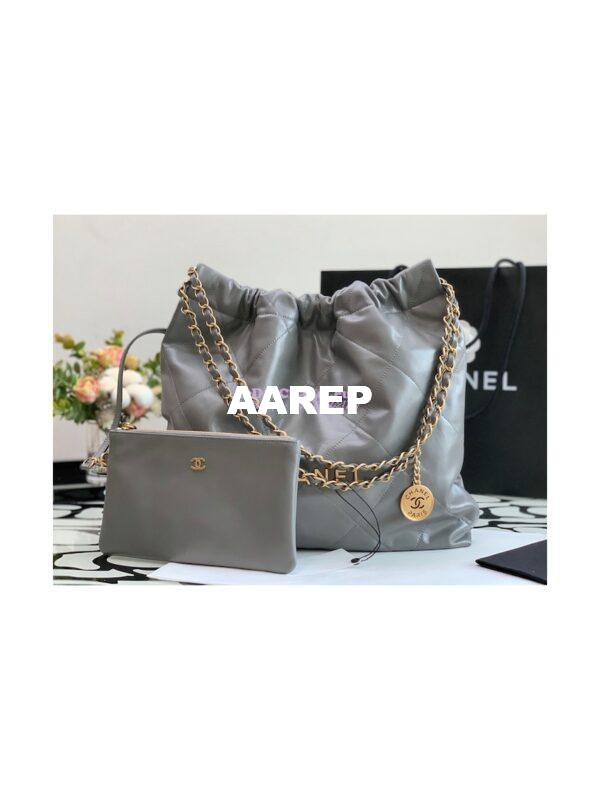 Replica Chanel 22 Handbag Shiny Calfskin AS3260 AS3261 Grey 14