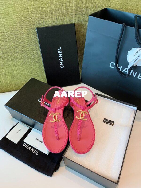 Replica Chanel Lambskin Tweed Sandals G3560507 Pink 3