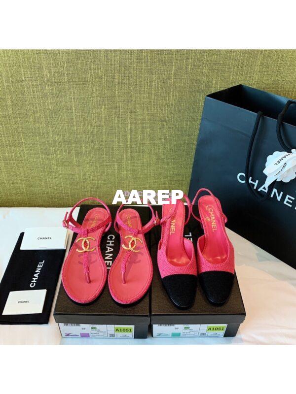Replica Chanel Lambskin Tweed Sandals G3560507 Pink 4