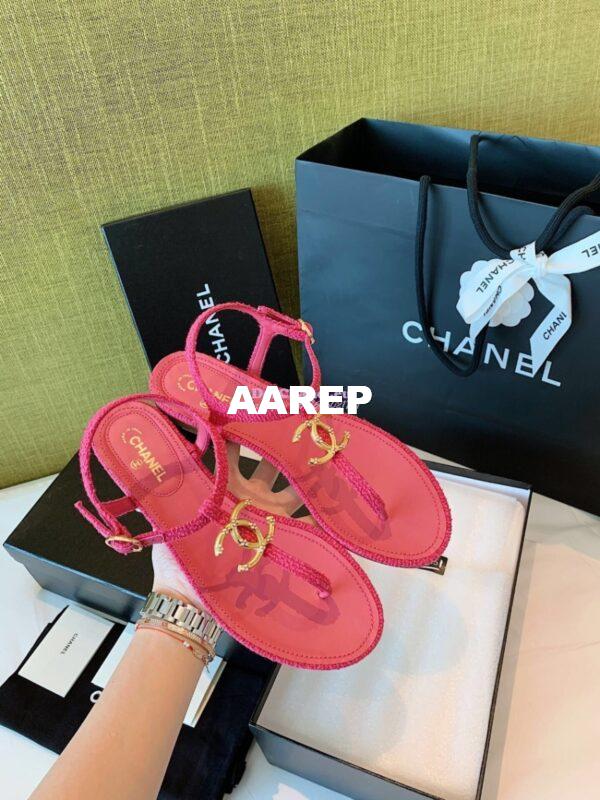 Replica Chanel Lambskin Tweed Sandals G3560507 Pink 5