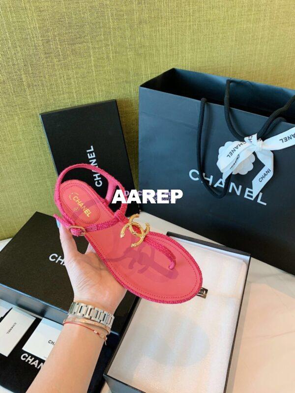 Replica Chanel Lambskin Tweed Sandals G3560507 Pink 6