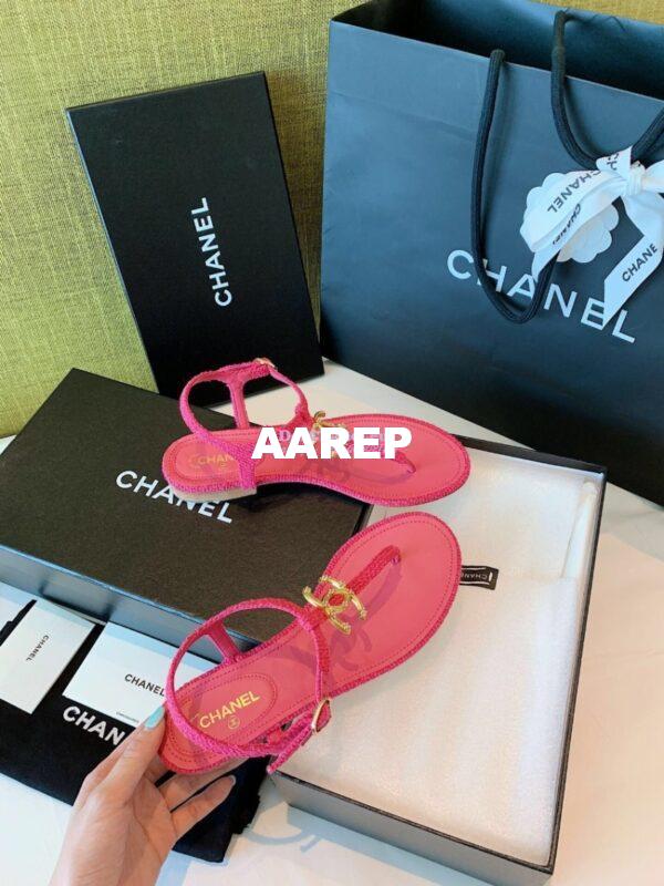 Replica Chanel Lambskin Tweed Sandals G3560507 Pink 7