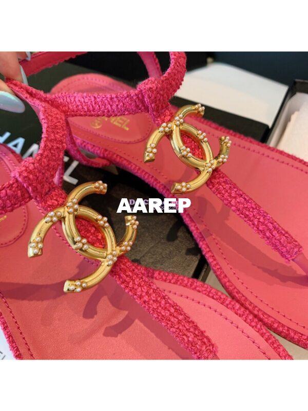 Replica Chanel Lambskin Tweed Sandals G3560507 Pink 9