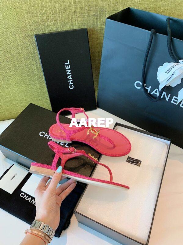 Replica Chanel Lambskin Tweed Sandals G3560507 Pink 10