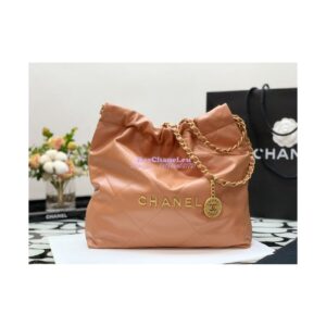 Replica Chanel 22 Handbag Shiny Calfskin AS3260 AS3261 Camel 2