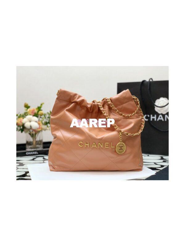 Replica Chanel 22 Handbag Shiny Calfskin AS3260 AS3261 Camel 4
