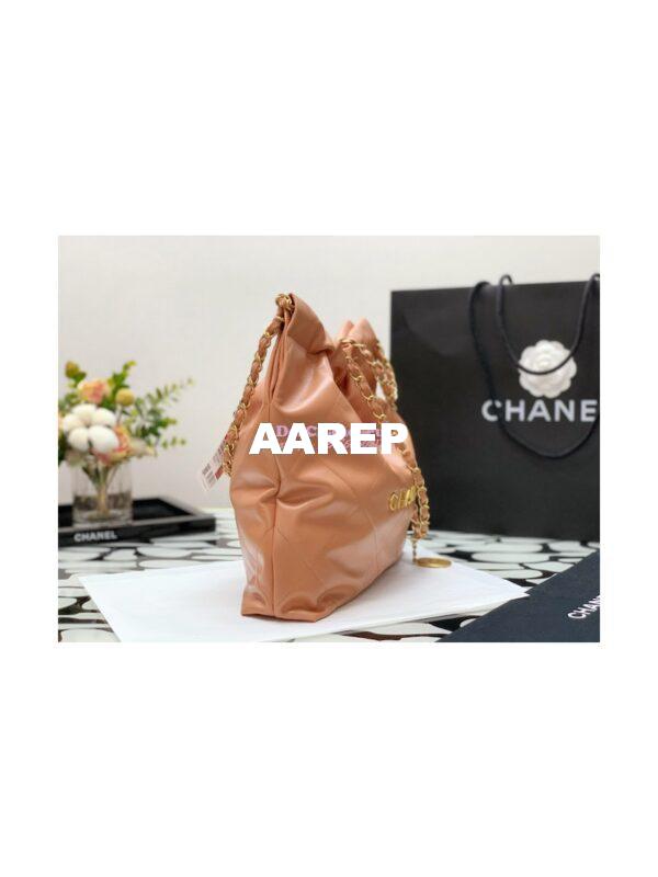 Replica Chanel 22 Handbag Shiny Calfskin AS3260 AS3261 Camel 5