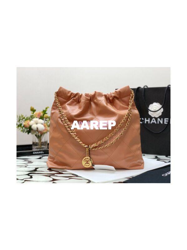 Replica Chanel 22 Handbag Shiny Calfskin AS3260 AS3261 Camel 17