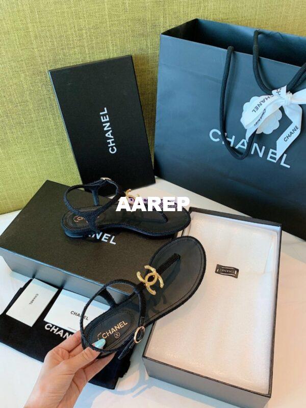 Replica Chanel Lambskin Tweed Sandals G3560507 Black 6