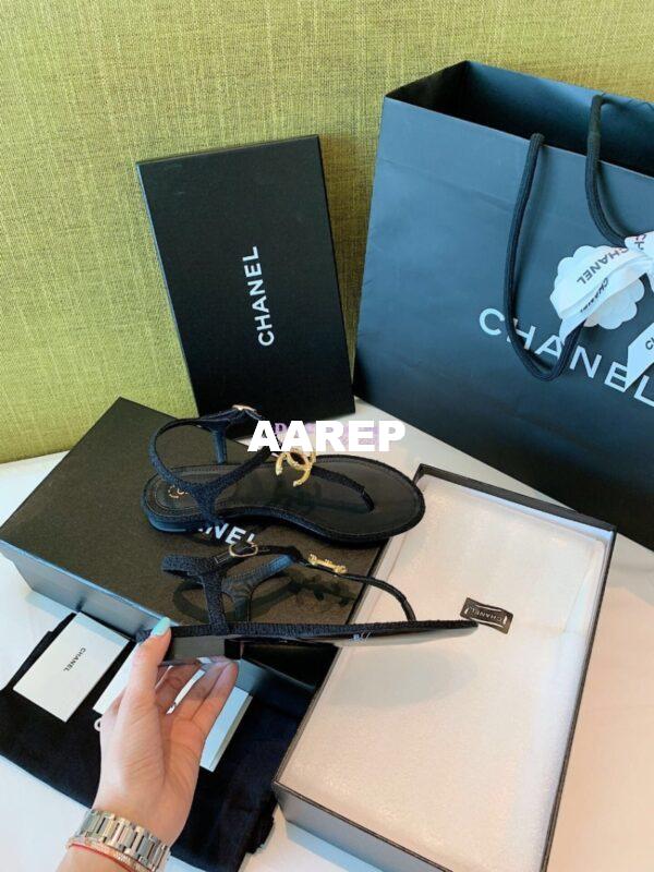 Replica Chanel Lambskin Tweed Sandals G3560507 Black 9
