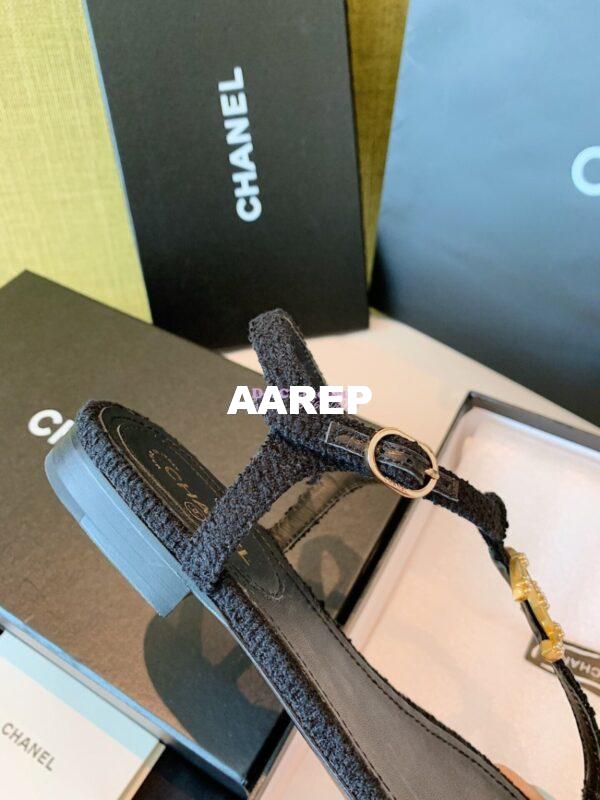 Replica Chanel Lambskin Tweed Sandals G3560507 Black 10