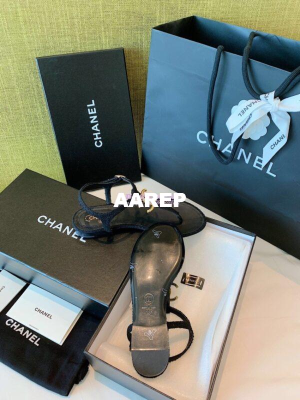 Replica Chanel Lambskin Tweed Sandals G3560507 Black 11