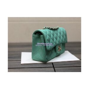 Replica Chanel Small Classic Flap CF Bag Quilted Caviar Shining Light Gold Hardware 20cm in Aqua 2