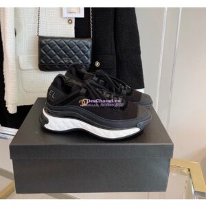 Replica Chanel Velvet Calfskin & Mixed Fibers Sneakers G35617 Black
