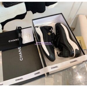 Replica Chanel Velvet Calfskin & Mixed Fibers Sneakers G35617 Black 2