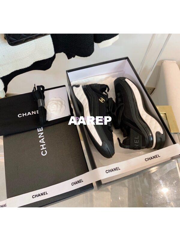 Replica Chanel Velvet Calfskin & Mixed Fibers Sneakers G35617 Black 4