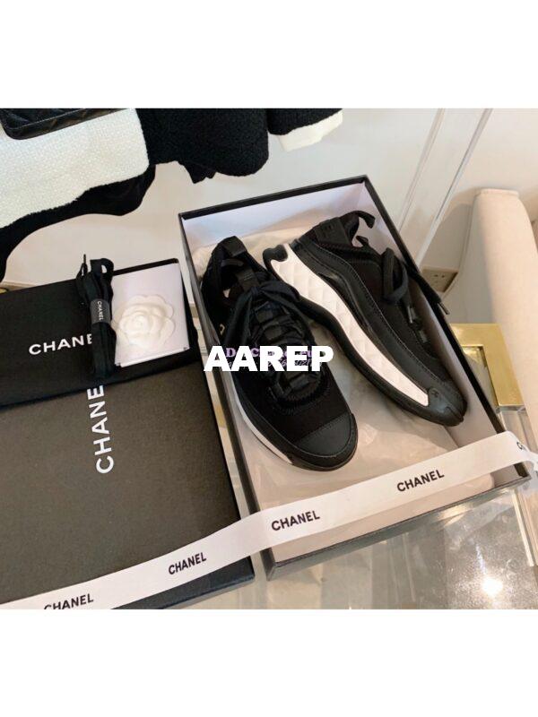 Replica Chanel Velvet Calfskin & Mixed Fibers Sneakers G35617 Black 5