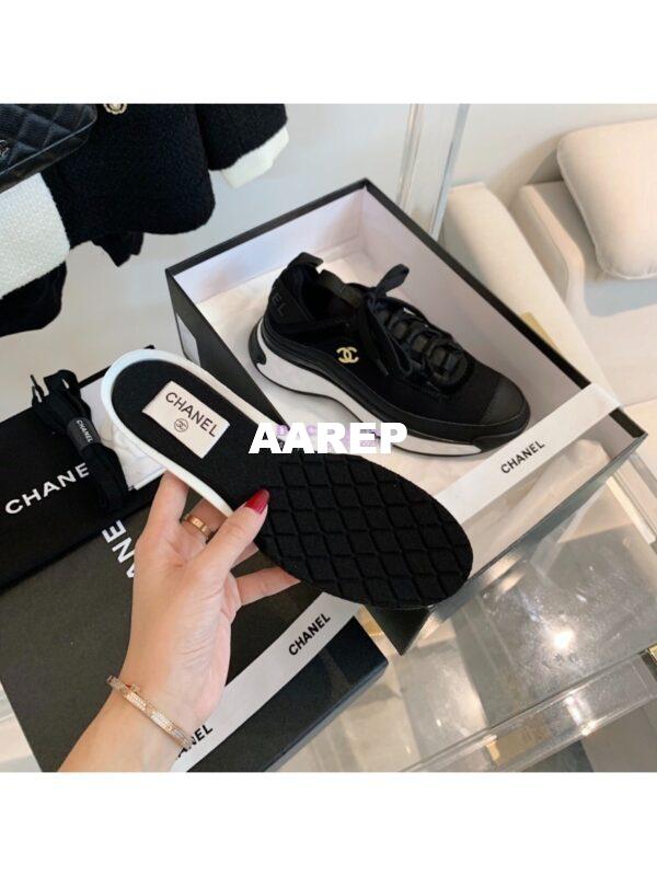 Replica Chanel Velvet Calfskin & Mixed Fibers Sneakers G35617 Black 7