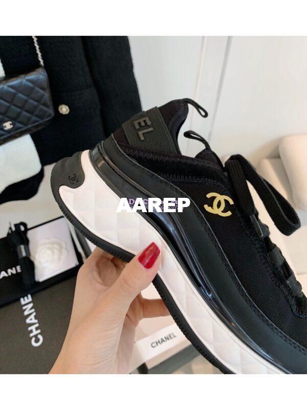 Replica Chanel Velvet Calfskin & Mixed Fibers Sneakers G35617 Black 8