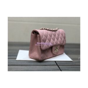 Replica Chanel Small Classic Flap CF Bag Quilted Caviar Shining Light Gold Hardware 20cm in Pink 2