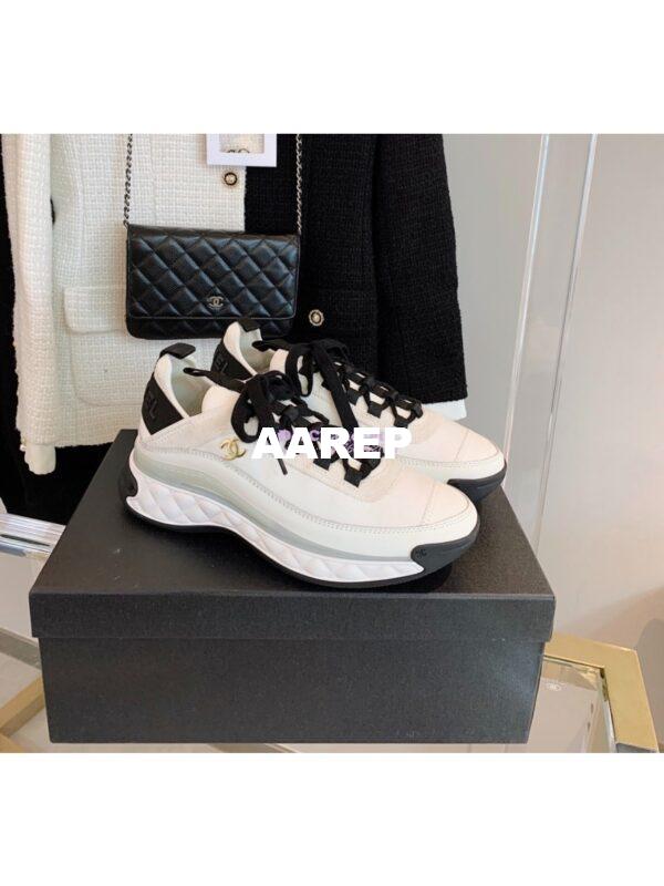 Replica Chanel Velvet Calfskin & Mixed Fibers Sneakers G35617 Ivory 3