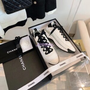 Replica Chanel Velvet Calfskin & Mixed Fibers Sneakers G35617 Ivory 2