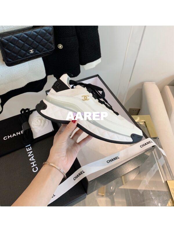 Replica Chanel Velvet Calfskin & Mixed Fibers Sneakers G35617 Ivory 6