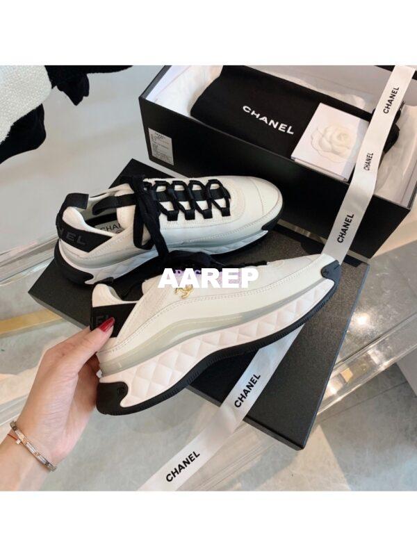 Replica Chanel Velvet Calfskin & Mixed Fibers Sneakers G35617 Ivory 7