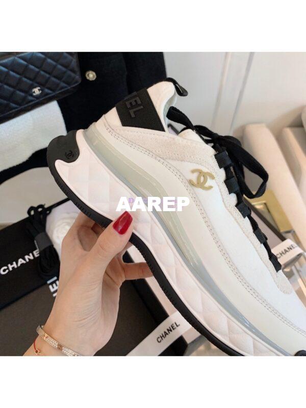 Replica Chanel Velvet Calfskin & Mixed Fibers Sneakers G35617 Ivory 9
